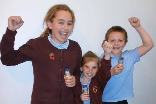 Young apprentice bun winners at Holy Trinity Primary School, Burnley, Milly Maccabe, Demi Leigh Campbell, Mackenzie Power (s)