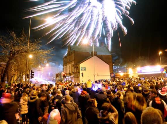 Crowds enjoy the fireworks at last year's Christmas lights switch on in Padiham.