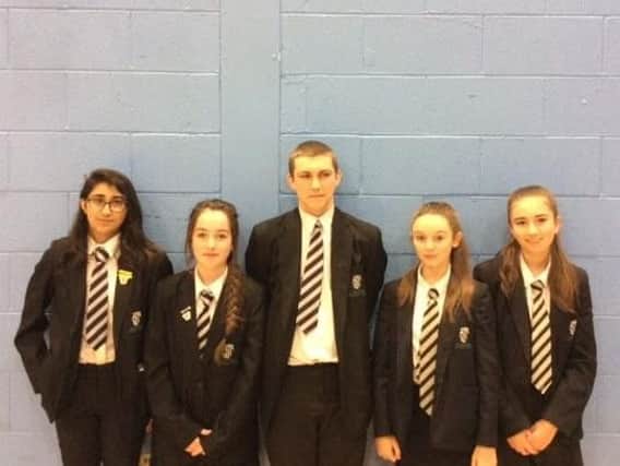 Year 9 and 10 pupils Hibah Tabassam, Sienna Rattigan, Tyler Young, Leah Allen and Olivia McGlinchey. (s)