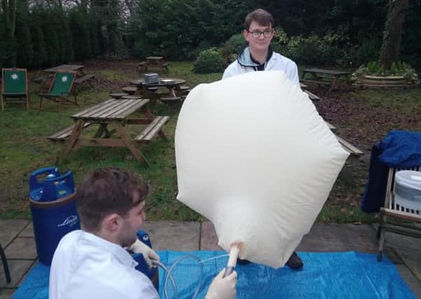 The balloon is inflated prior to launch