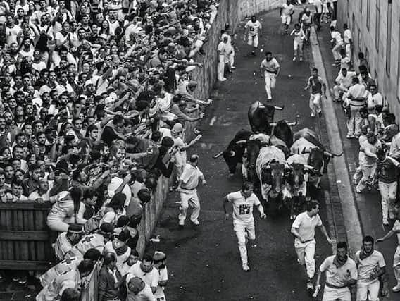 Oliver Riley's award winning photograph of Pamplona's Running of the Bulls