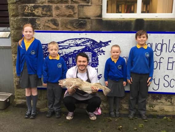 Antony Shirley with some Roughlee Primary School pupils.