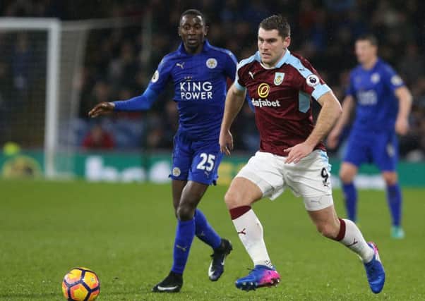 Burnley's Sam Vokes and Leicester City's Wilfred Ndidi

Photographer Stephen White/CameraSport

The Premier League - Burnley v Leicester City - Tuesday 31st January 2017 - Turf Moor - Burnley

World Copyright Â© 2017 CameraSport. All rights reserved. 43 Linden Ave. Countesthorpe. Leicester. England. LE8 5PG - Tel: +44 (0) 116 277 4147 - admin@camerasport.com - www.camerasport.com