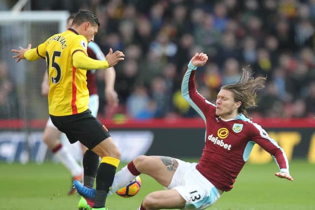 Jeff Hendrick received the first red card of his career for this challenge on Jose Holebas