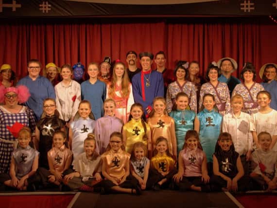 Members of Greenbrook Methodist Church Pantomime Society cast in Aladdin. (s)