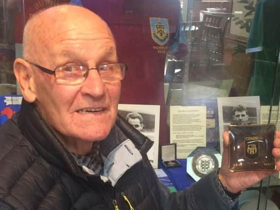 Jimmy Robson shows off his Nou Camp inauguration memento