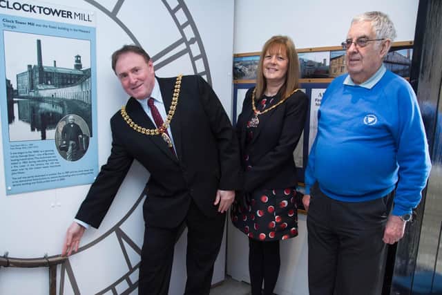 Mayor of Burnley Coun. Jeff Sumner, the Mayoress Lesley Sumner and Weavers' Triangle Trust chairman Mr Brian Hall