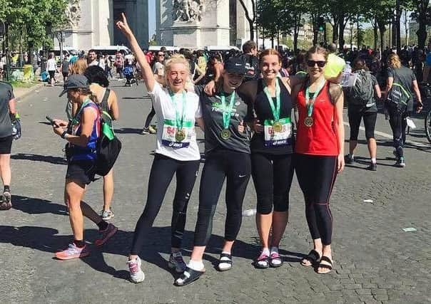 Chloe Giltrow-Shaw and friends after the run in Paris