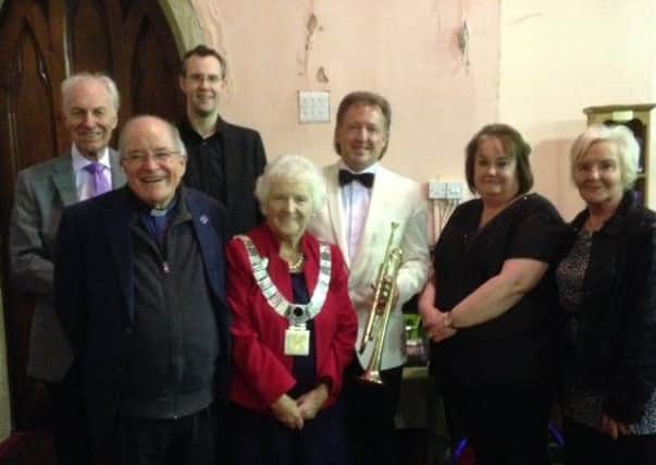 Left to right:.Barry Brown organiser, Rev. Jim Corrigall, Sam Hudson, Mayor of Ribble Valley Coun. Joyce Holgate, John Barker, Helen Davies and Maureen Brown