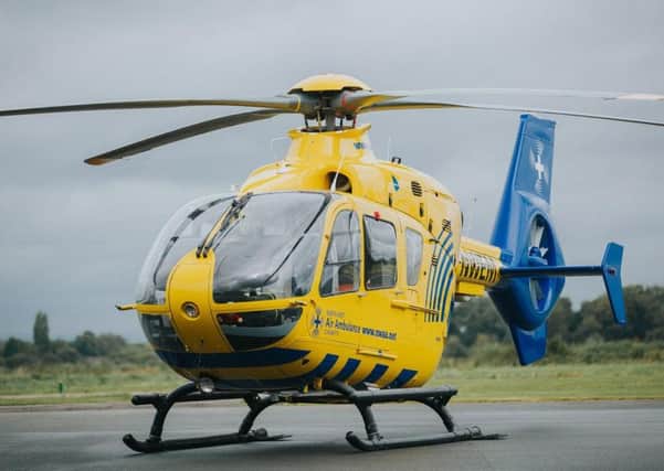 The boy was taken by air ambulance to hospital in Manchester