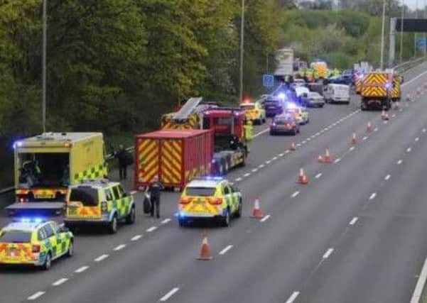 The scene at junction 28 after the crash