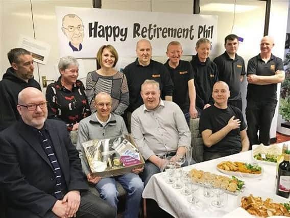Colleagues gather to say farewell to Phil Ridge after 40 years at Peter Scott Printers