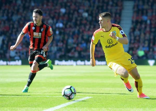 Burnley's Johann Gudmundsson in action during todays match  

Photographer Ian Cook/CameraSport

The Premier League - Bournemouth v Burnley - Saturday 13th May 2017 - Vitality Stadium - Bournemouth

World Copyright Â© 2017 CameraSport. All rights reserved. 43 Linden Ave. Countesthorpe. Leicester. England. LE8 5PG - Tel: +44 (0) 116 277 4147 - admin@camerasport.com - www.camerasport.com