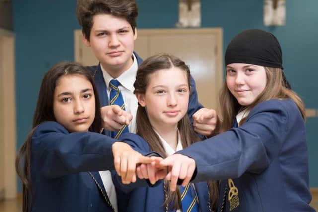 The debating team from Burnley's Blessed Trinity RC College who are Millie Towers, Gregory Worden, Shakira Khan and Emma Taylor.