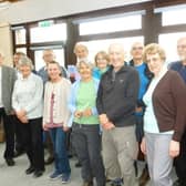 The Rev Paul Davis (pictured back row, third from the right) is welcomed to Barnoldswick Baptist Church at the end of his pilgrimage walk along the Leeds Liverpool Canal.