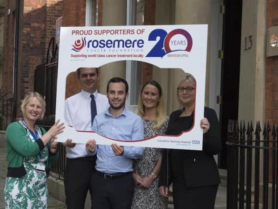 Rosemere Cancer Foundations Cathy Skidmore, far left, with Farleys associate partner Stephen Greenwood, solicitor Alex Singer, trainee solicitor Natalie Fitzmaurice and associate partner Sian Hall