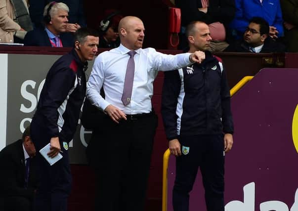 Burnley manager Sean Dyche  shouts instructions to his team from the dug-outPhotographer Andrew Vaughan/CameraSportThe Premier League - Burnley v West Ham United - Sunday 21st May 2017 - Turf Moor - BurnleyWorld Copyright Â© 2017 CameraSport. All rights reserved. 43 Linden Ave. Countesthorpe. Leicester. England. LE8 5PG - Tel: +44 (0) 116 277 4147 - admin@camerasport.com - www.camerasport.com