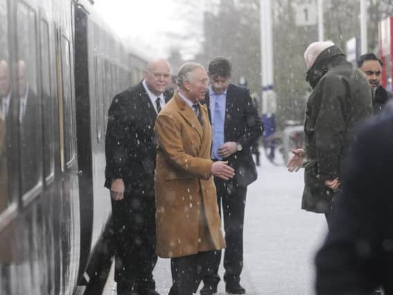 Prince Charles arriving at Clitheroe Railway Station. (s)