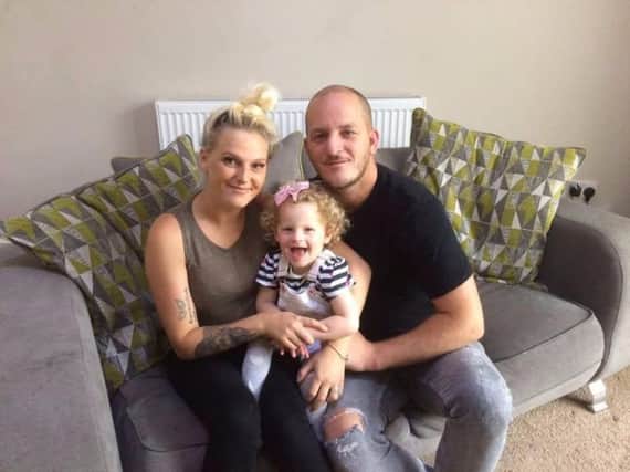 Lily-Mae Fawcett, who suffers from Angelman syndrome, with her doting mum and dad, Jenny Mitchell and Jon-Paul Fawcett.