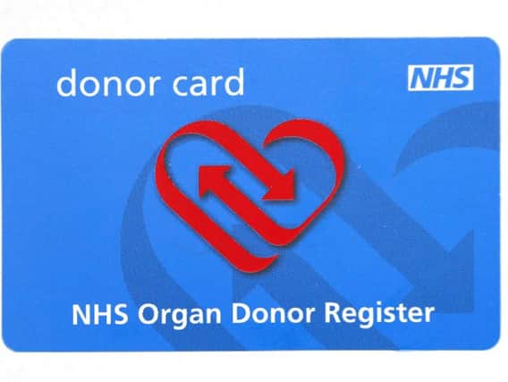 An NHS Organ Donor Register card