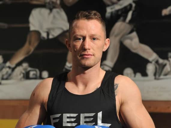 Colne boxing star Shayne Singleton at Karl Inces gym in Preston