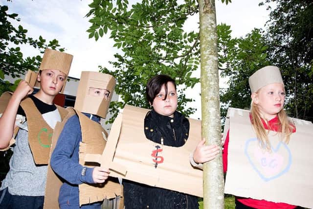 Jaden Holt, Lucy Thompson, KT Cook and Megan Keenan in their armour at the survival school.