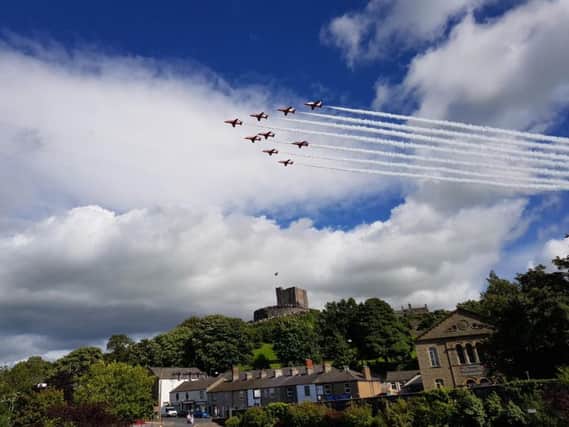 Lee Birkett captured on camera the Red Arrows flying over Clitheroe.
