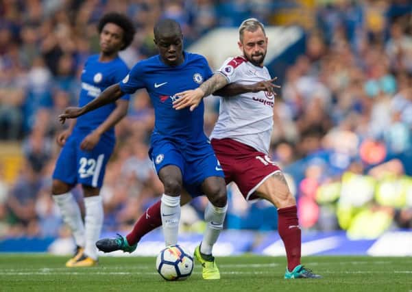 Burnley's Steven Defour battles for possession with Chelsea's Ngolo Kante

Photographer Craig Mercer/CameraSport

The Premier League - Chelsea v Burnley - Saturday August 12th 2017 - Stamford Bridge - London

World Copyright Â© 2017 CameraSport. All rights reserved. 43 Linden Ave. Countesthorpe. Leicester. England. LE8 5PG - Tel: +44 (0) 116 277 4147 - admin@camerasport.com - www.camerasport.com