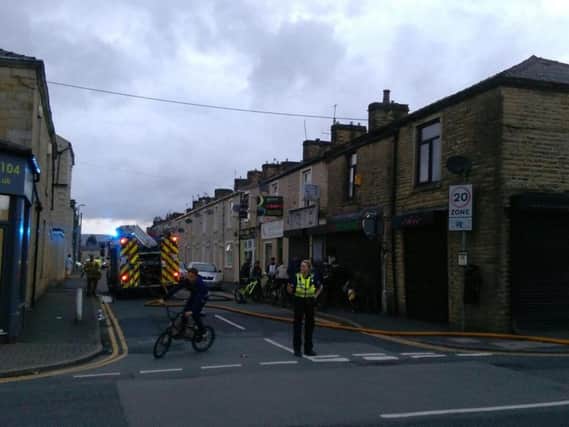 Emergency services at the scene of the fire in Burnley last night