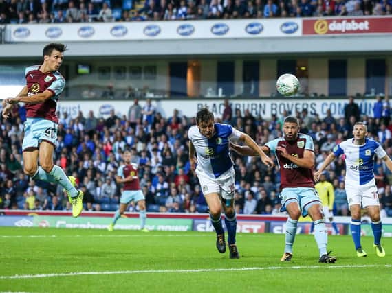 Jack Cork heads the Clarets into the lead.