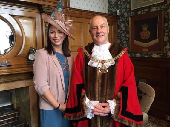 Mayor Coun. Howard Baker with his partner and Mayoress Tracey Rhodes