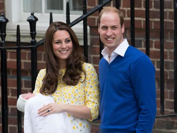 The Duke and Duchess of Cambridge outside the Lindo Wing of St Mary's Hospital in London, with Princess Charlotte