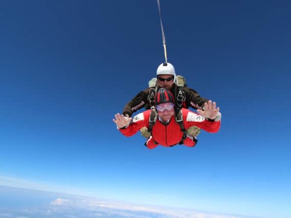 John during his skydive challenge