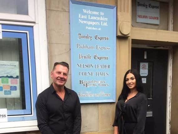 Ian Walker and his daughter Holly outside the former Burnley Express office in Bull Street which they have  bought.