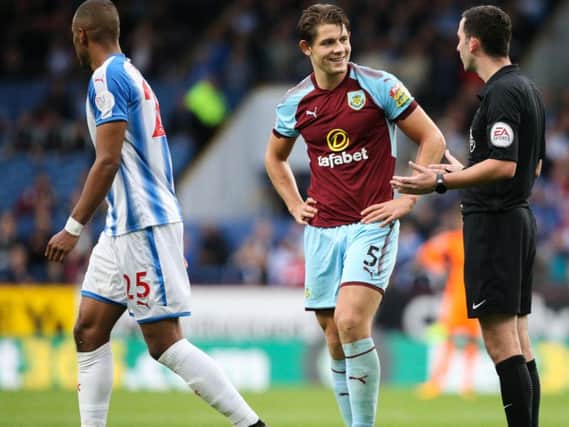 Clarets defender James Tarkowski during the goalless draw against Huddersfield Town at Turf Moor