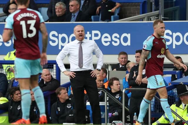 Sean Dyche relays his orders from the touchlines of Goodison Park