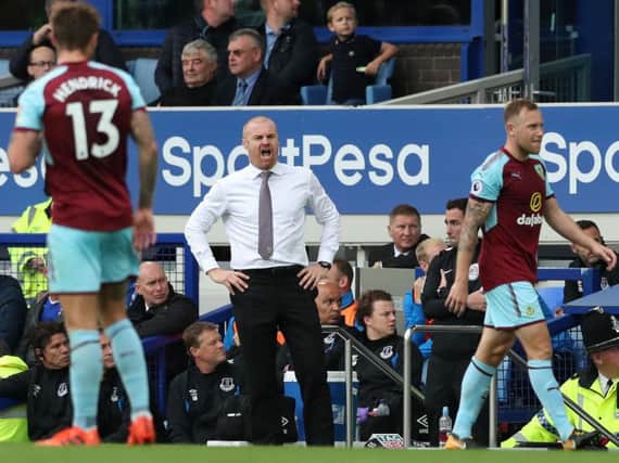 Sean Dyche relays his orders from the touchlines of Goodison Park