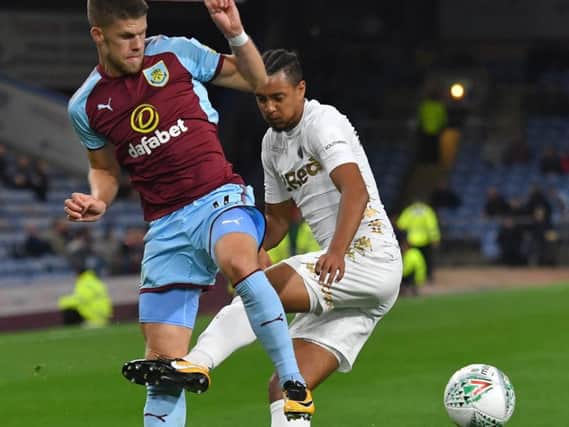 Winger Johann Berg Gudmundsson in action for the Clarets against Leeds United in the Carabao Cup