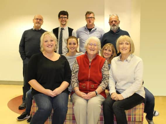 Starring in Bedroom Farce are: (back row, from left) David Kendrick, James Bateman, Liam Davies, Mike Craine, (front row, from left) Claire Foster, Georgina Smith, Maureen Roberts (director), Nicola Nuttall and Lynne Cummings. (s)