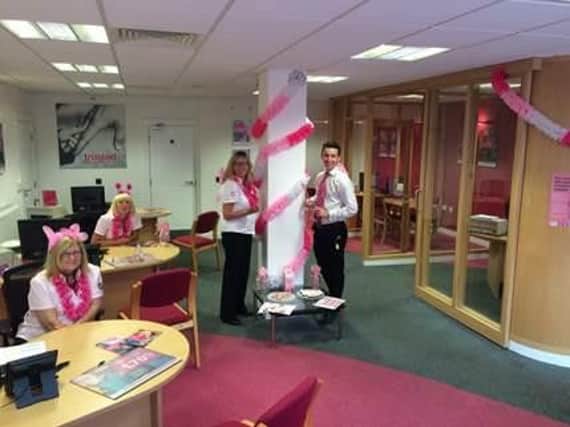It was pink galore for staff at Marsden Building Society's eight branches on Wear it Pink Day. (s)