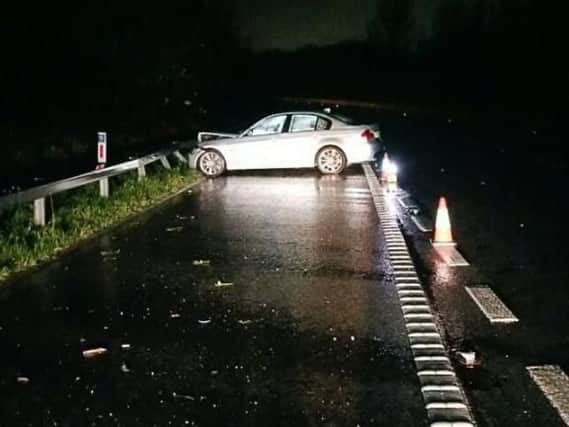 Police say this Vehicle was found abandoned on M65 at jn 10 having spun out in extremely wet weather conditions.
