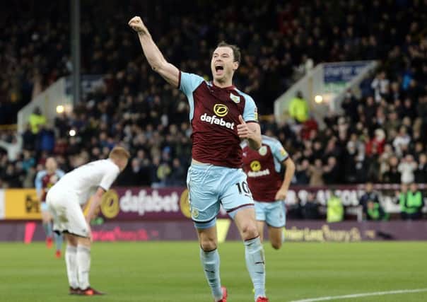 Burnley's Ashley Barnes celebrates scoring his side's second goal 
 
Photographer Rich Linley/CameraSport

The Premier League - Burnley v Swansea City - Saturday 18th November 2017 - Turf Moor - Burnley

World Copyright Â© 2017 CameraSport. All rights reserved. 43 Linden Ave. Countesthorpe. Leicester. England. LE8 5PG - Tel: +44 (0) 116 277 4147 - admin@camerasport.com - www.camerasport.com