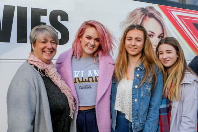 Grace with supporters yesterday outside the X Factor battle bus.
