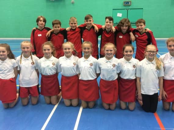 The Year Seven boys' and girls' athletics teams.
