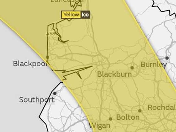 A yellow weather warning for ice has been issued across the North West.