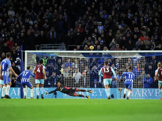 Nick Pope watches Glen Murray's penalty fly over the crossbar
