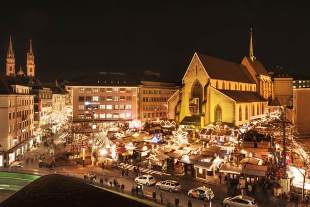 The Basel Christmas Market is located in the centre of Basel.  Copyright Basel Tourismus
