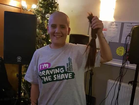 Leah Hodgson after her head shave. (s)