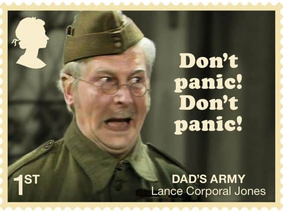 A stamp featuring Clive Dunn as Lance Corporal Jones