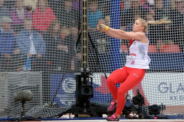 England's Sophie Hitchon in the Women's Hammer Throw at Hampden Park, during the 2014 Commonwealth Games in Glasgow. PRESS ASSOCIATION Photo. Picture date: Sunday July 27, 2014. See PA story COMMONWEALTH Athletics. Photo credit should read: John Giles/PA Wire. RESTICTIONS: Editorial use only. No commercial use. No video emulation.